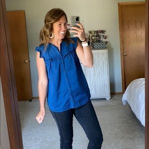 Old Navy Denim Top with Ruffle Sleeve Detail